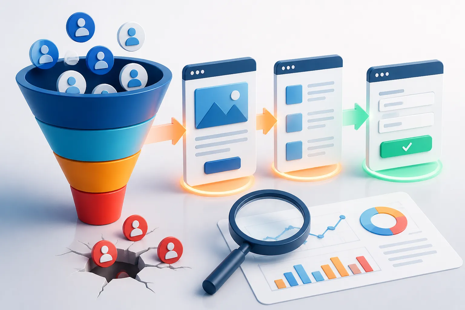 audit funnel pentru identificarea blocajelor dintre trafic si client