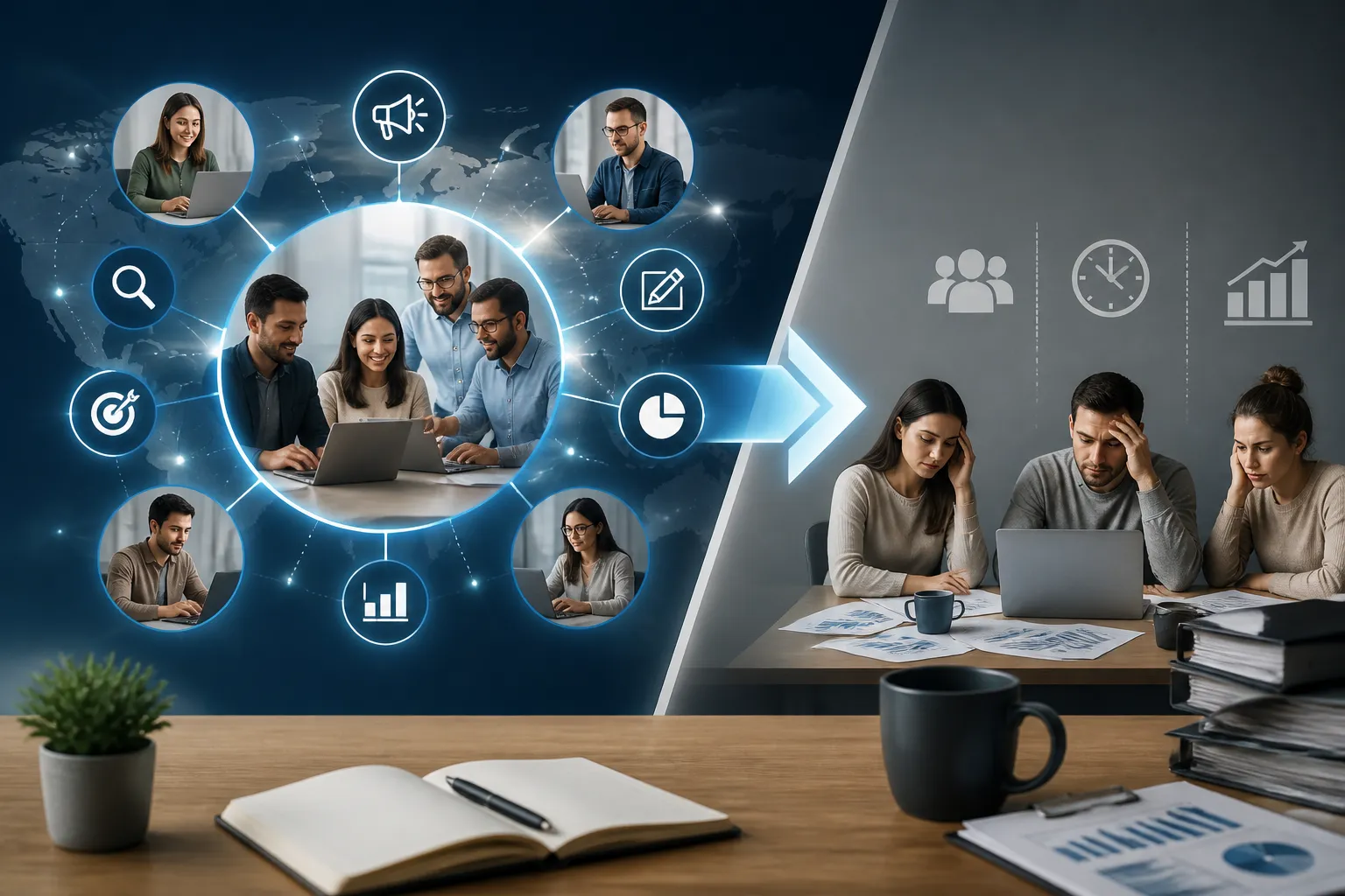 Marketing externalizat comparat cu o echipa interna de marketing