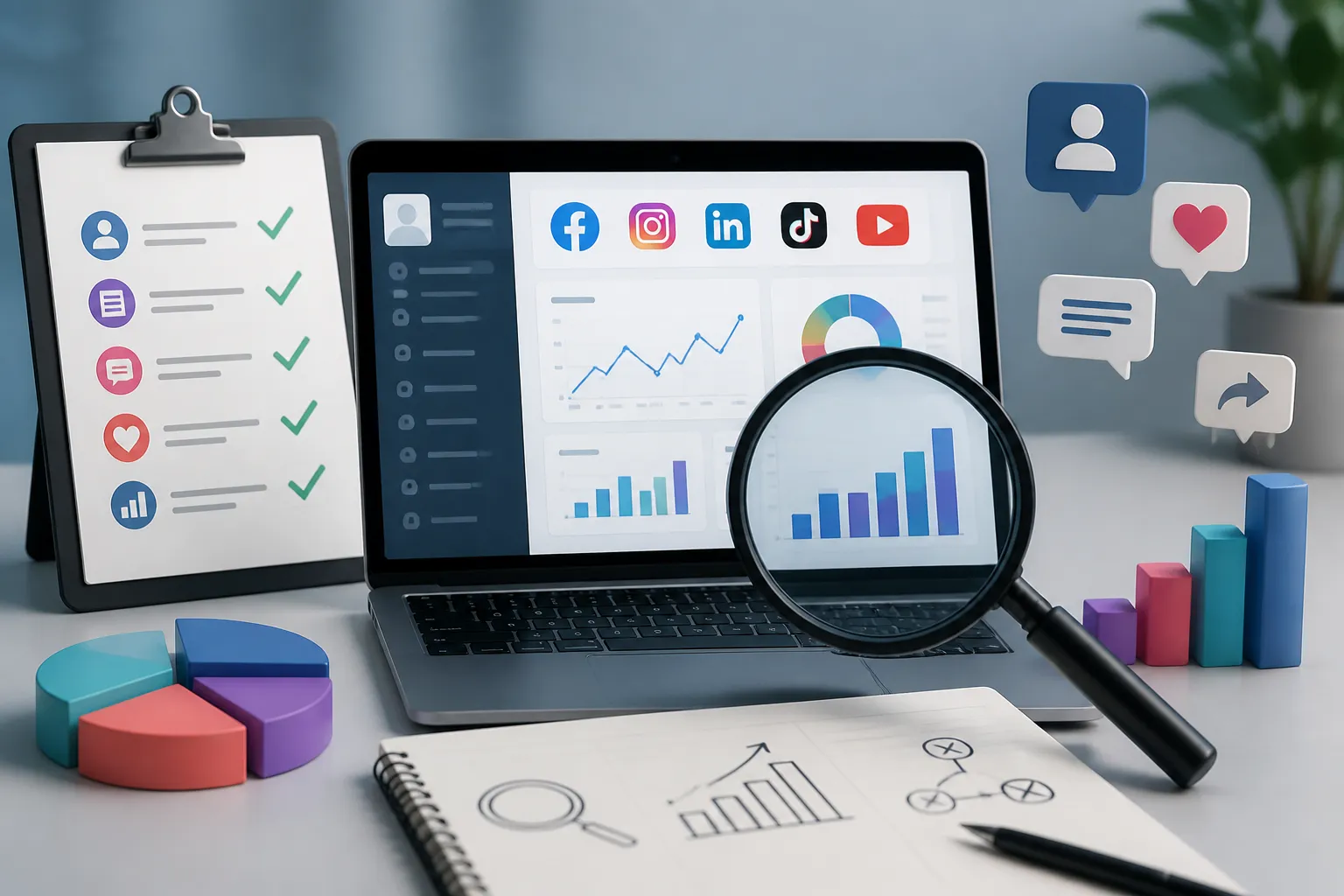 Audit social media pentru analiza continutului si performantei canalelor