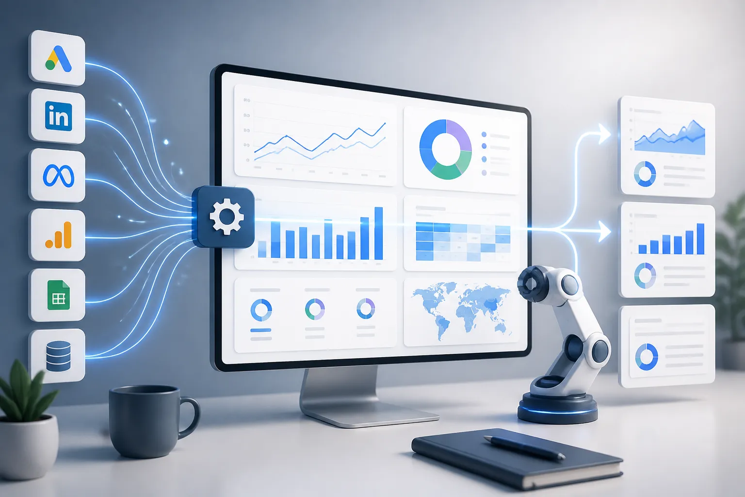 Automatizare raportare marketing prin dashboard cu date din campanii si website