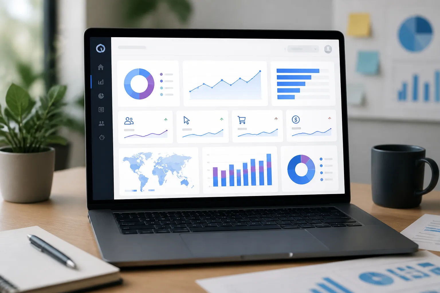 Dashboard Looker Studio marketing cu indicatori SEO, Google Ads si leaduri