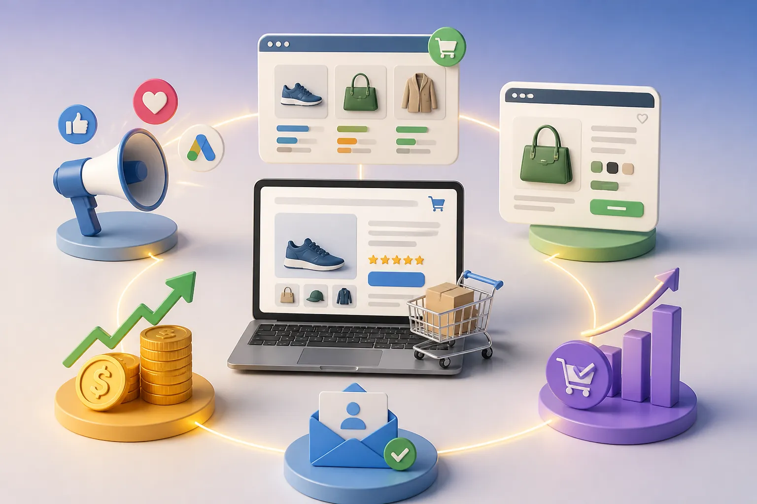 Analiza de marketing pentru ecommerce cu indicatori de trafic, conversii si profitabilitate