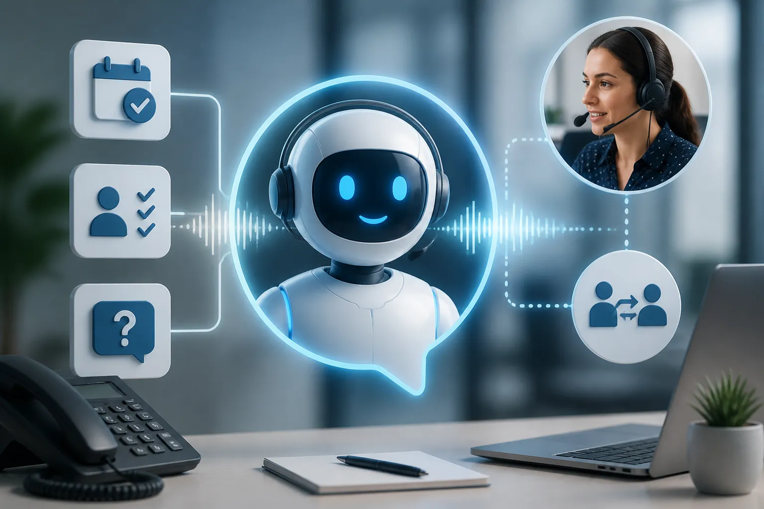 Agent vocal AI pentru afaceri care gestioneaza apeluri repetitive si programari