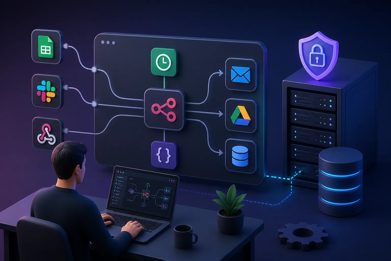 Automatizari n8n pentru conectarea aplicatiilor si controlul fluxurilor de date