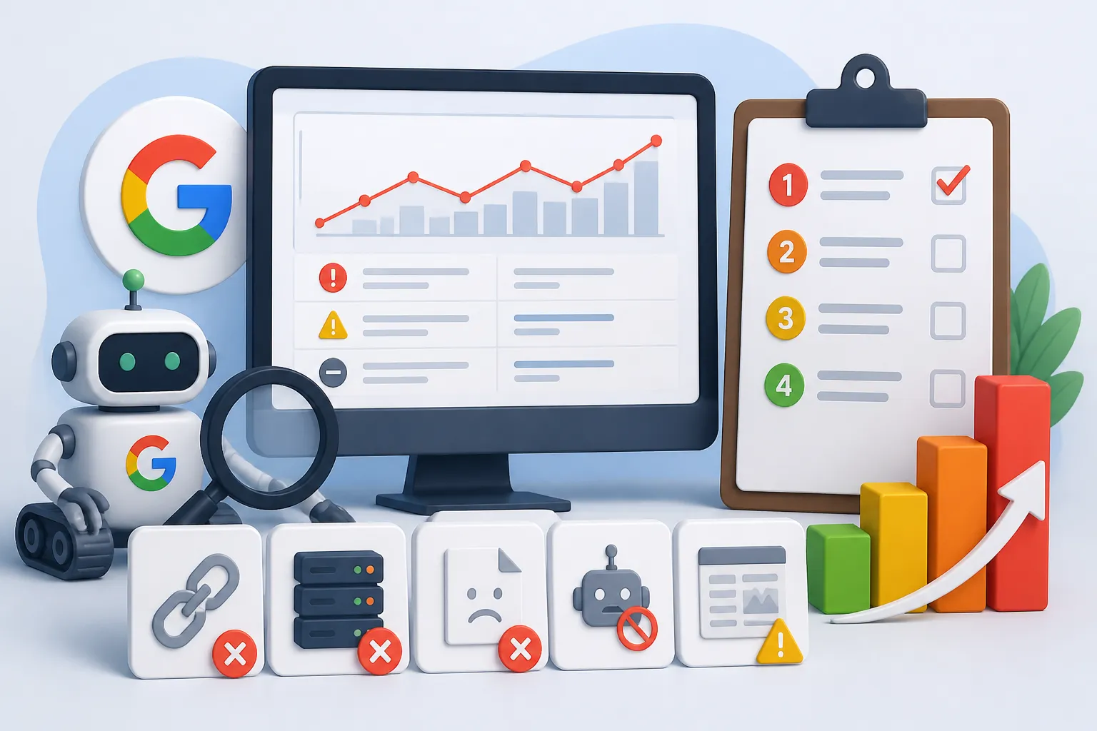 Analiza erori de indexare Google in raportul unui website